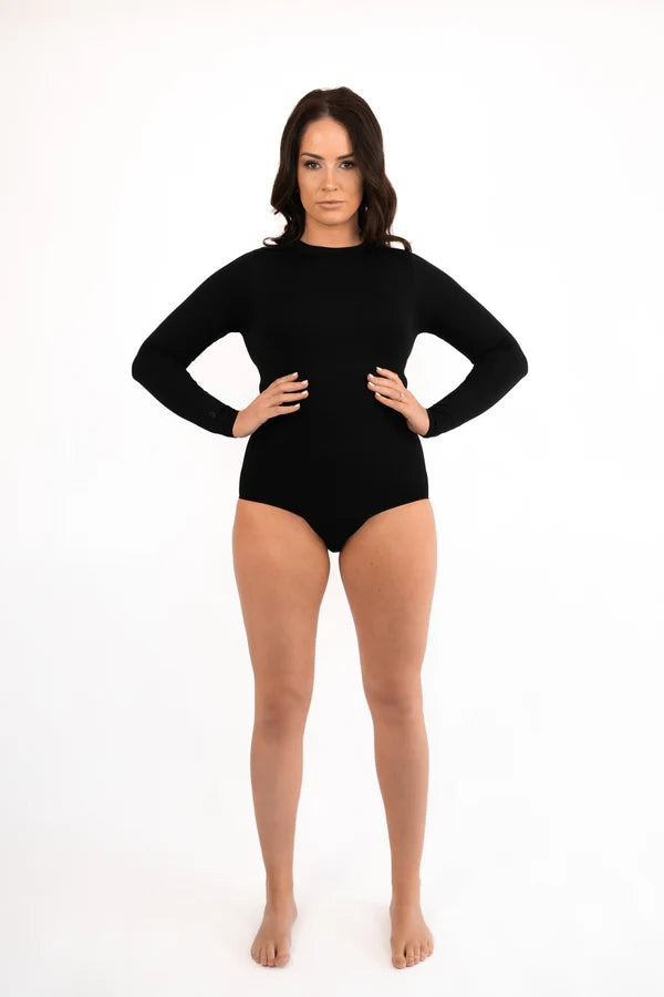 Long Sleeve Crew Neck Bodysuit - Black