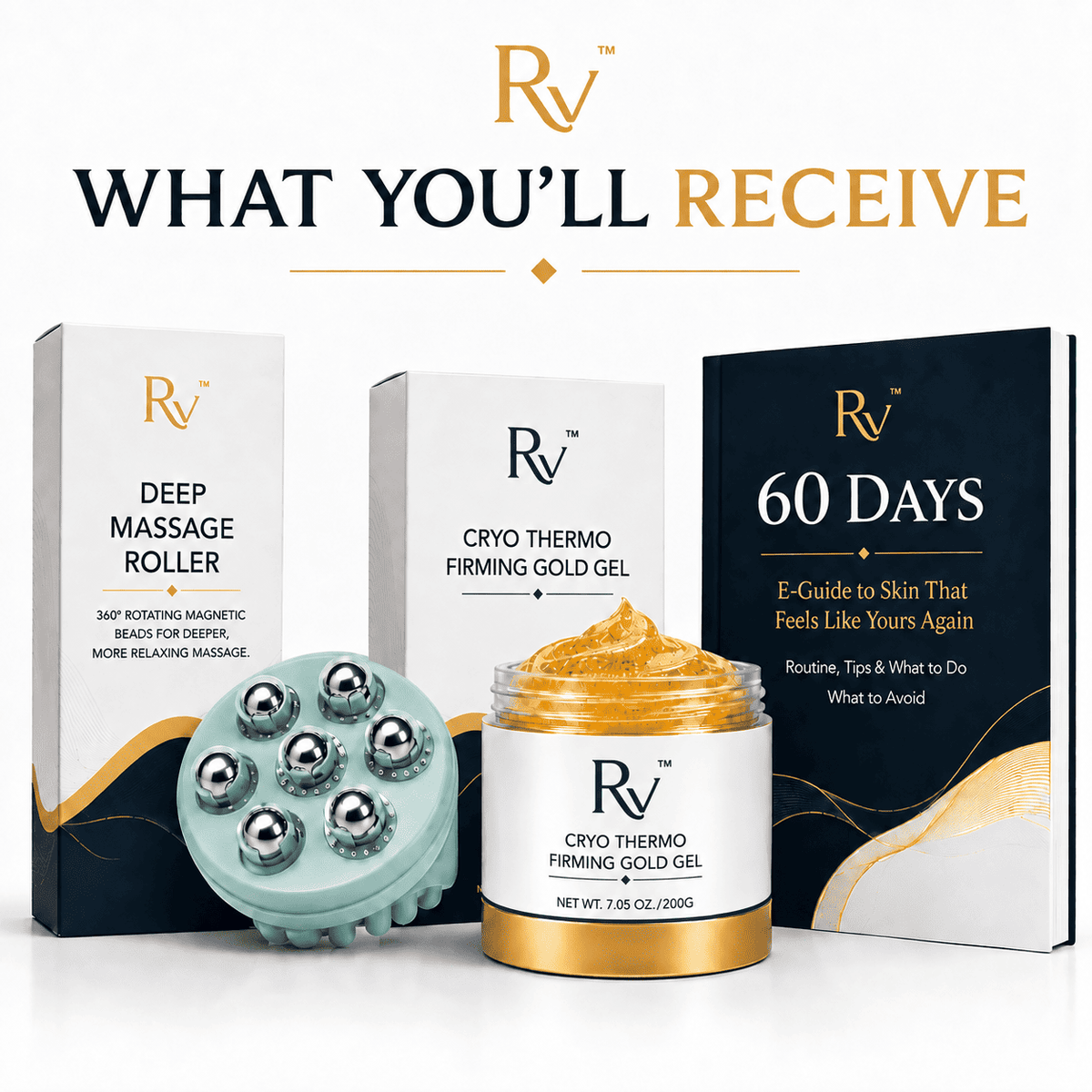 RV™ Cryo-Thermo Gold Firming Gel — Transform Your Skin. Take Back Control. Your Nightly Skin Ritual.